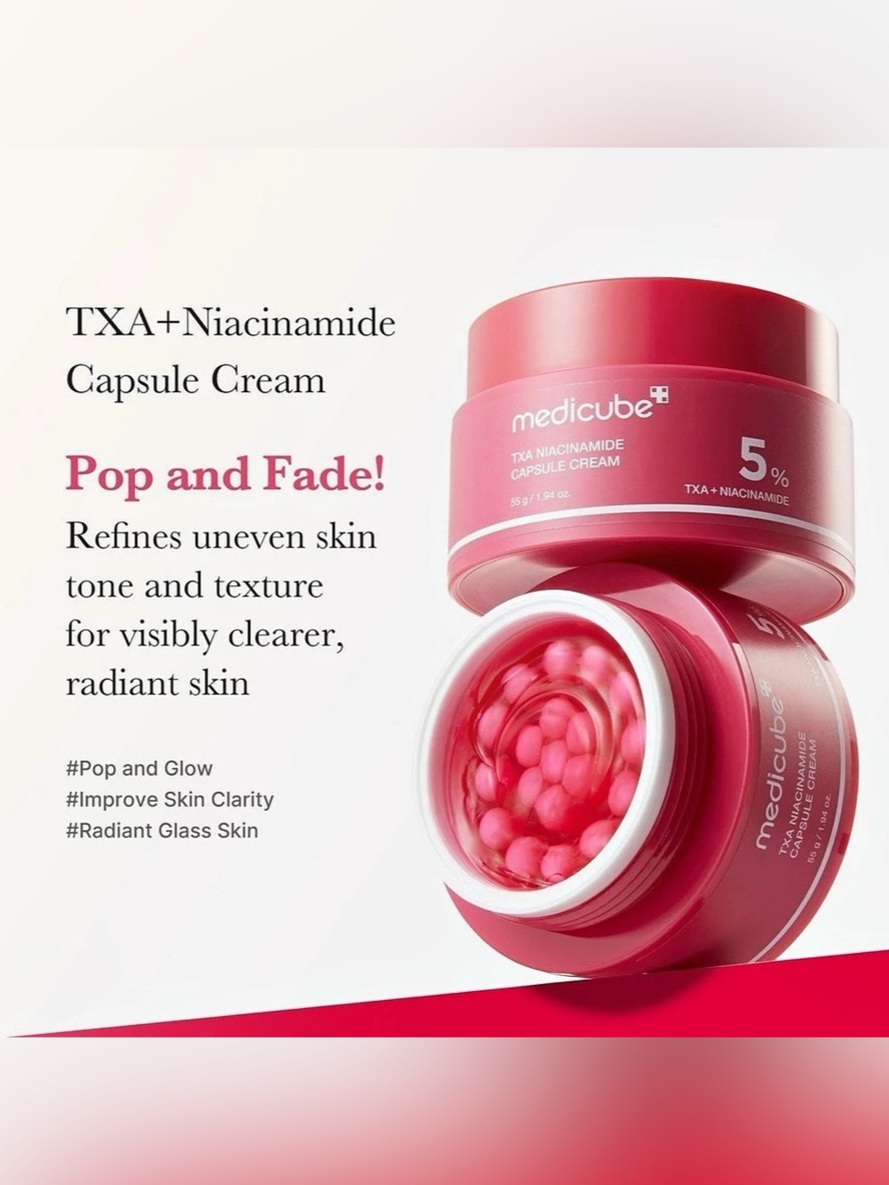 Medicube TXA Niacinamide Capsule Cream Moisturizer Pink NIB